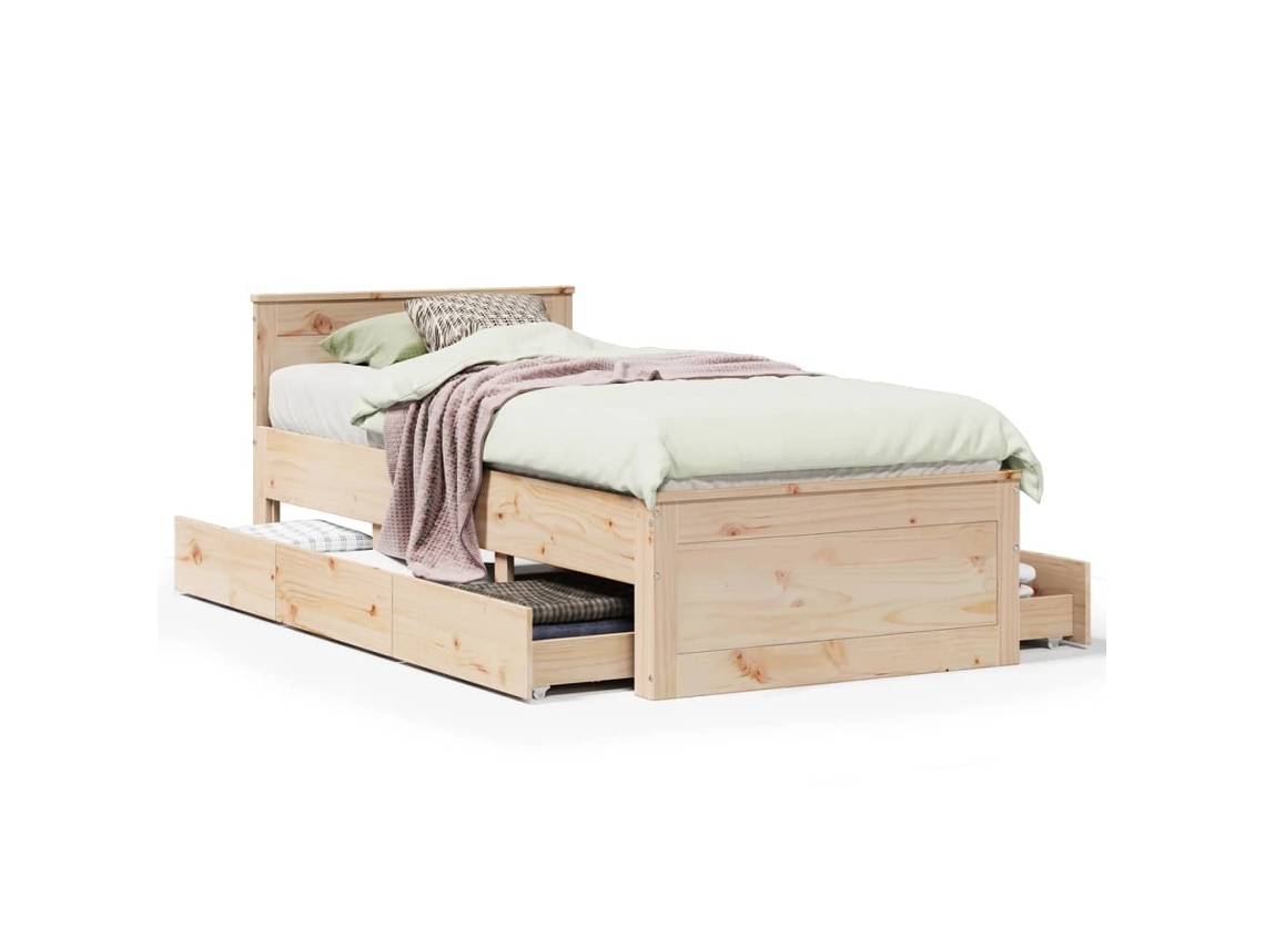 Bed Frame, Bed Frames Vidaxl Marrom Madeira De Pinho (90 X 190 Cm)
