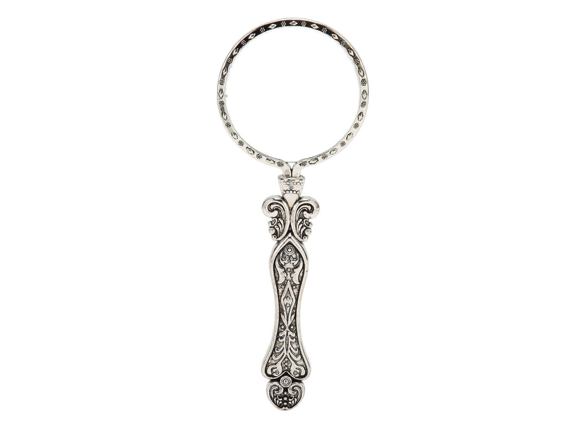 Lupa Retrô Jfjc 3x para Leitura, com Cabo de Metal e Lente Óptica, Prateada AQUAFORGE