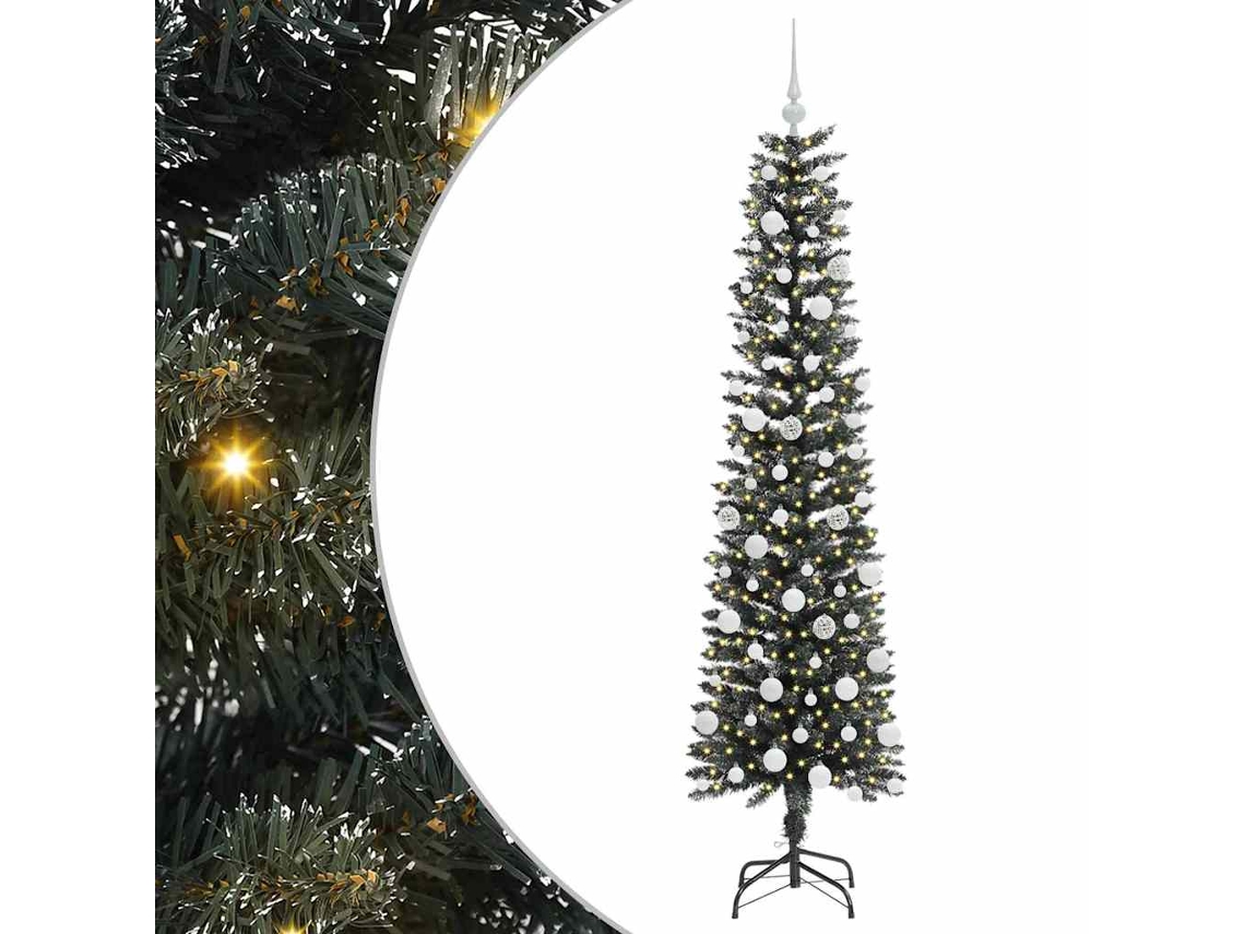 Árvore De Natal Artificial Pré Iluminada Vidaxl Verde Pvc (50.5 X 50.5 X 180 Cm)