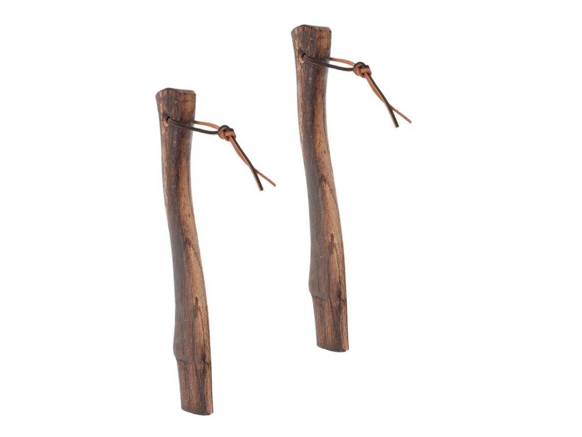 Conjunto De 2 Mini Cabos De Machado De Madeira, Marrom Café, Sem Rebarbas.