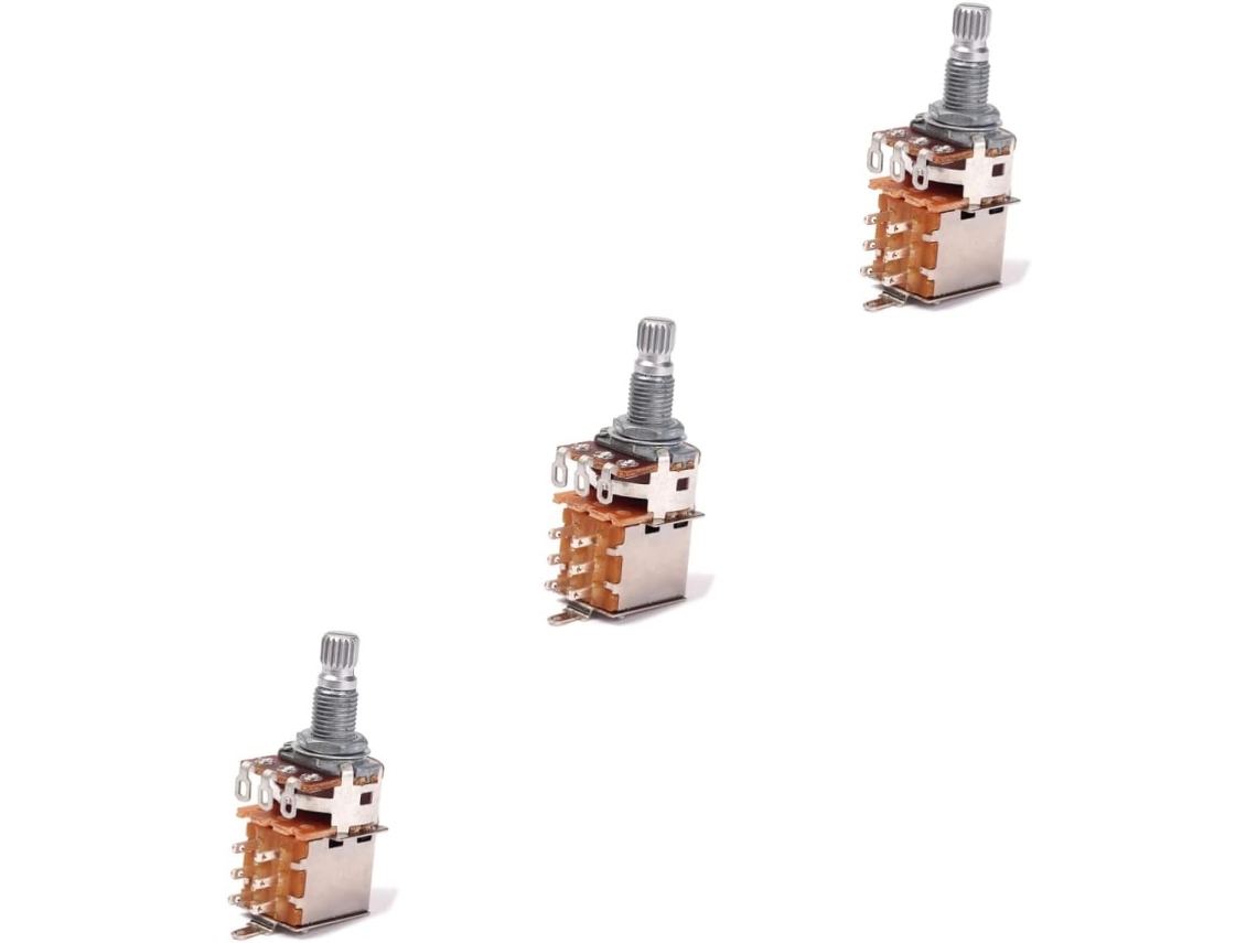 Conjunto De 3 Botões De Volume Para Potenciômetro De Guitarra A250k Com Eixo Serrilhado Grosso