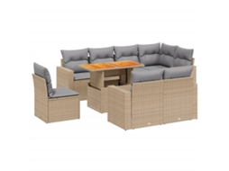 Conjunto de 9 Sofás para Jardim com Almofadões Vime Pe Bege MAISON EXCLUSIVE (90x200 cm)