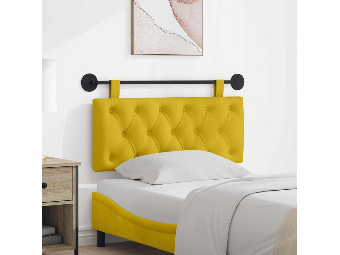 Vidaxl Cabeceira Suspensa Com Luz Led Amarelo Veludo