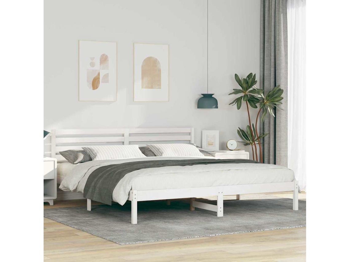 Vidaxl Estrutura Da Cama Com Cabeceira Branco 200 X 200 Cm