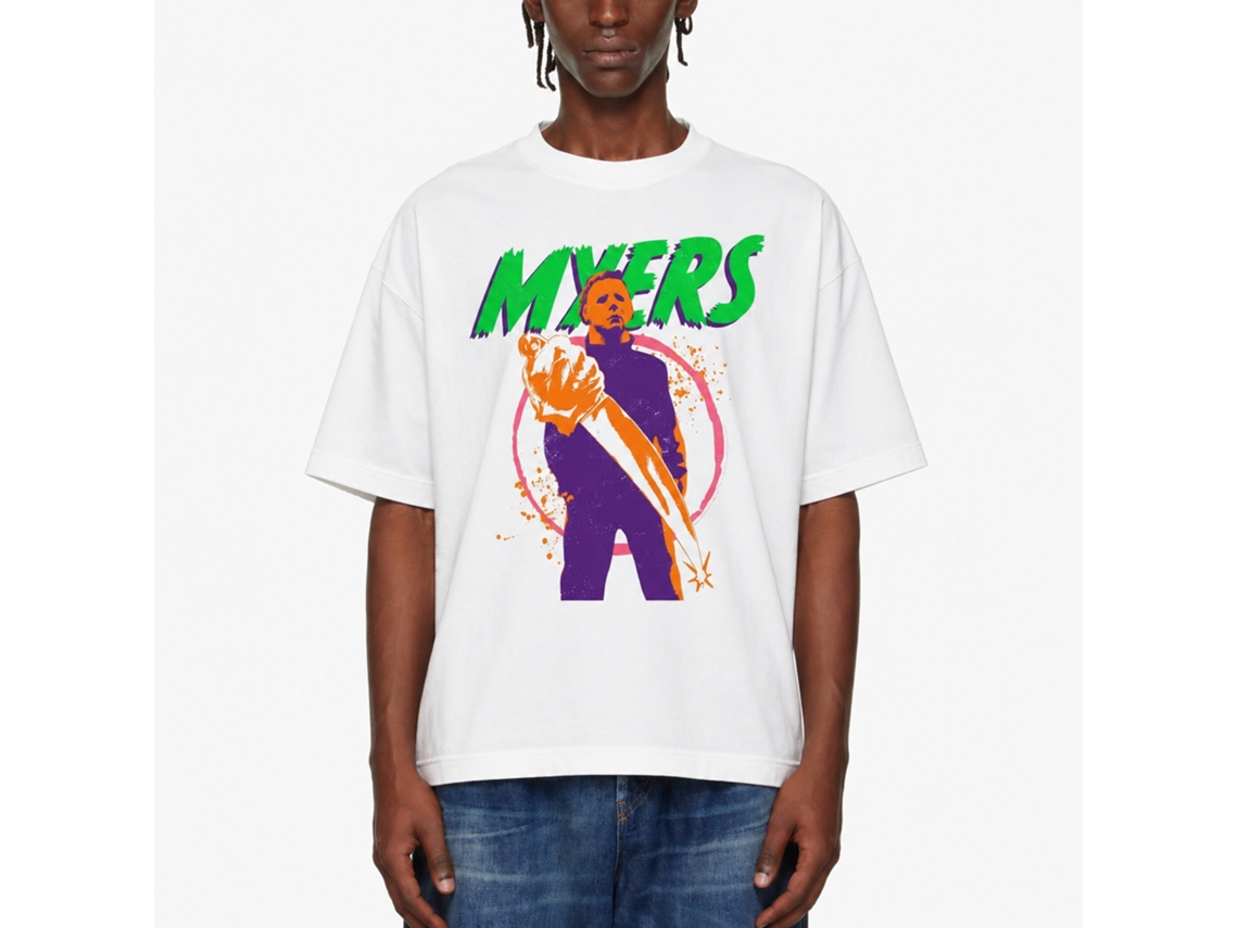 Rockinstone Halloween Colorful Myers White Adult T-shirt Size:xxxl