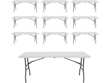 Megapack GH91 10 Tabelas Dobráveis ??180 Cm Rectangular Branco Catering