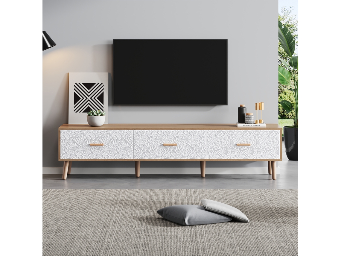 Tv Lowboard Vintage Madeira Clara 150x35x39cm. Cs
