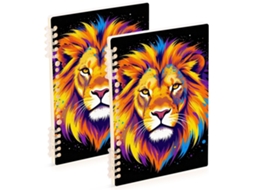 Conjunto de 2 Cadernos Espiral Pop Art, Tamanho A5, com Capa Dura e 60 Folhas, para Uso no Trabalho na Sala Au