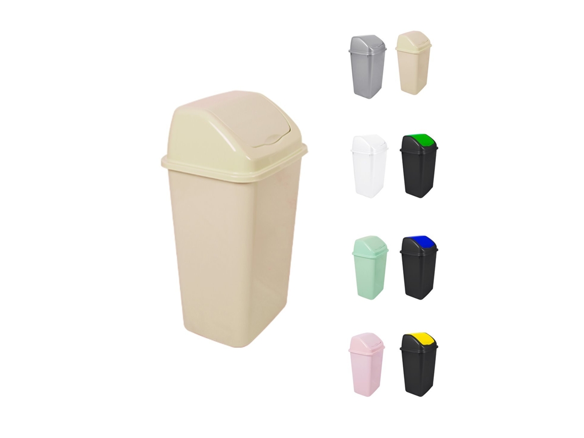 Cubo De Basura Con Tapadera Basculante - 15l / 25l / 30l / 50l - Papelera Ideal Para Cocina, Baño Y Oficina Beige 30 L