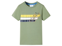 T-shirt De Manga Curta Para Criança Caqui-claro 140