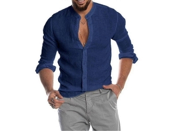 Camisas Masculinas Longas Mangas Com Botões, Casual Praia Verão Tópcio