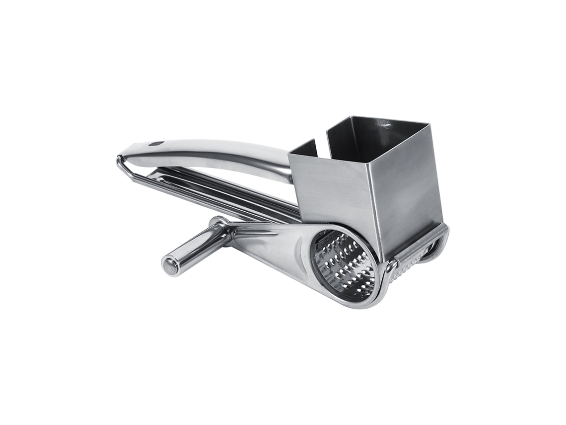 Utensílio De Cozinha Multifuncional: Ralador Queijo Giratório Em Aço Inoxidável Com 1 Tambor Para Fatiar