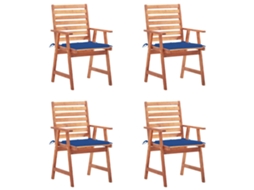 Cadeiras De Jantar P/ Jardim 4 Pcs C/ Almofadões Acácia Maciça Dkd Home Decor