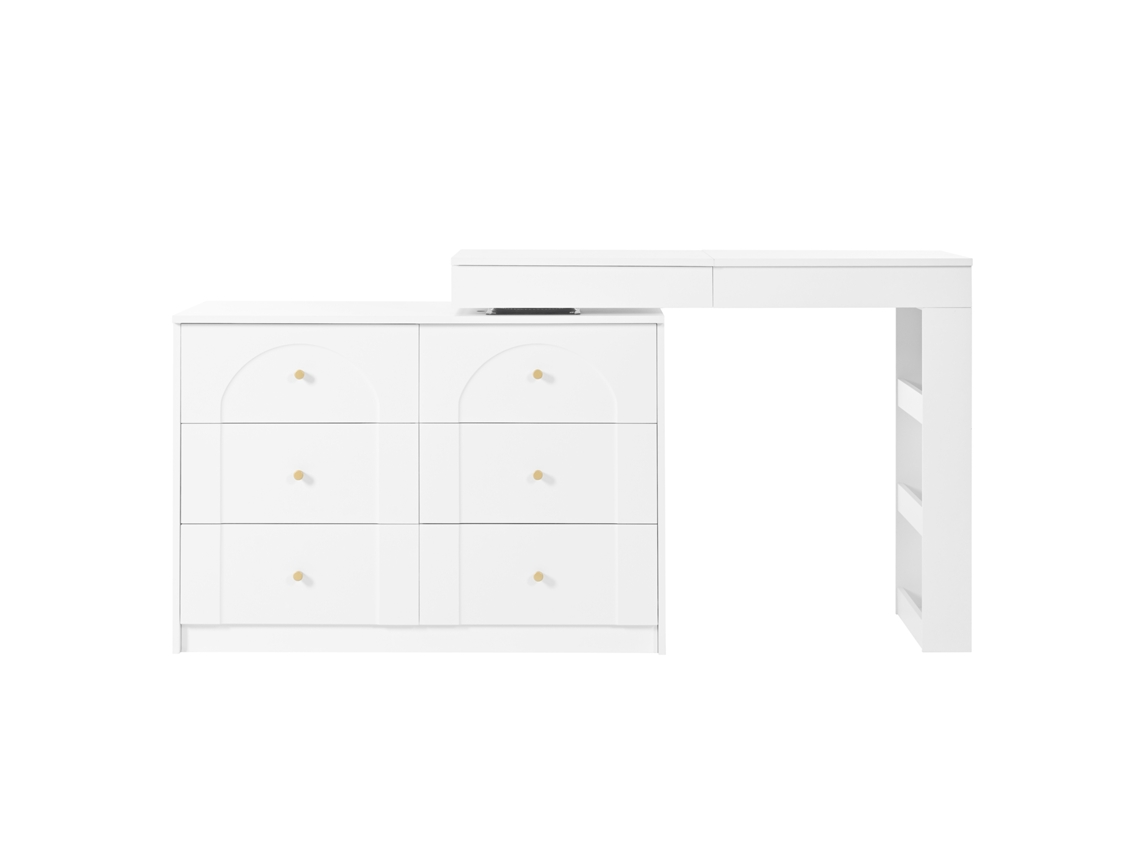 Penteadeira Giratória Branca com Led, com 3 níveis, 105x40x80 cm PAPRIKA
