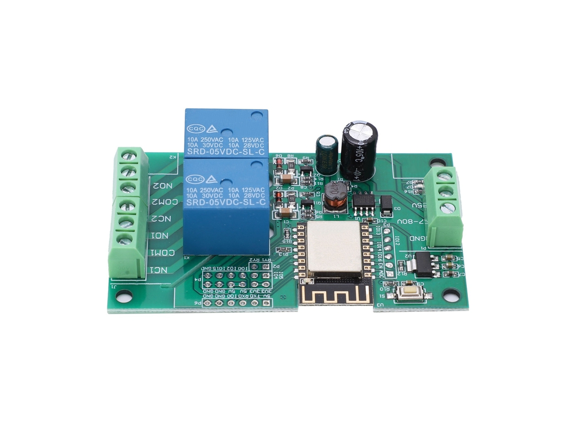 Módulo Rele Wifi De 2 Canais, Pcb 8-80v Cc Para Desenvolvimento Secundário Esp8266