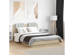 Vidaxl Estrutura Cama Cabeceira/luzes Led 120x190 Cm Carvalho Sonoma