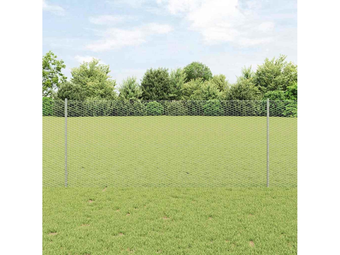 Vidaxl Cerca Hexagonal Com Poste 50 X 1 M Aço Galvanizado Prateado