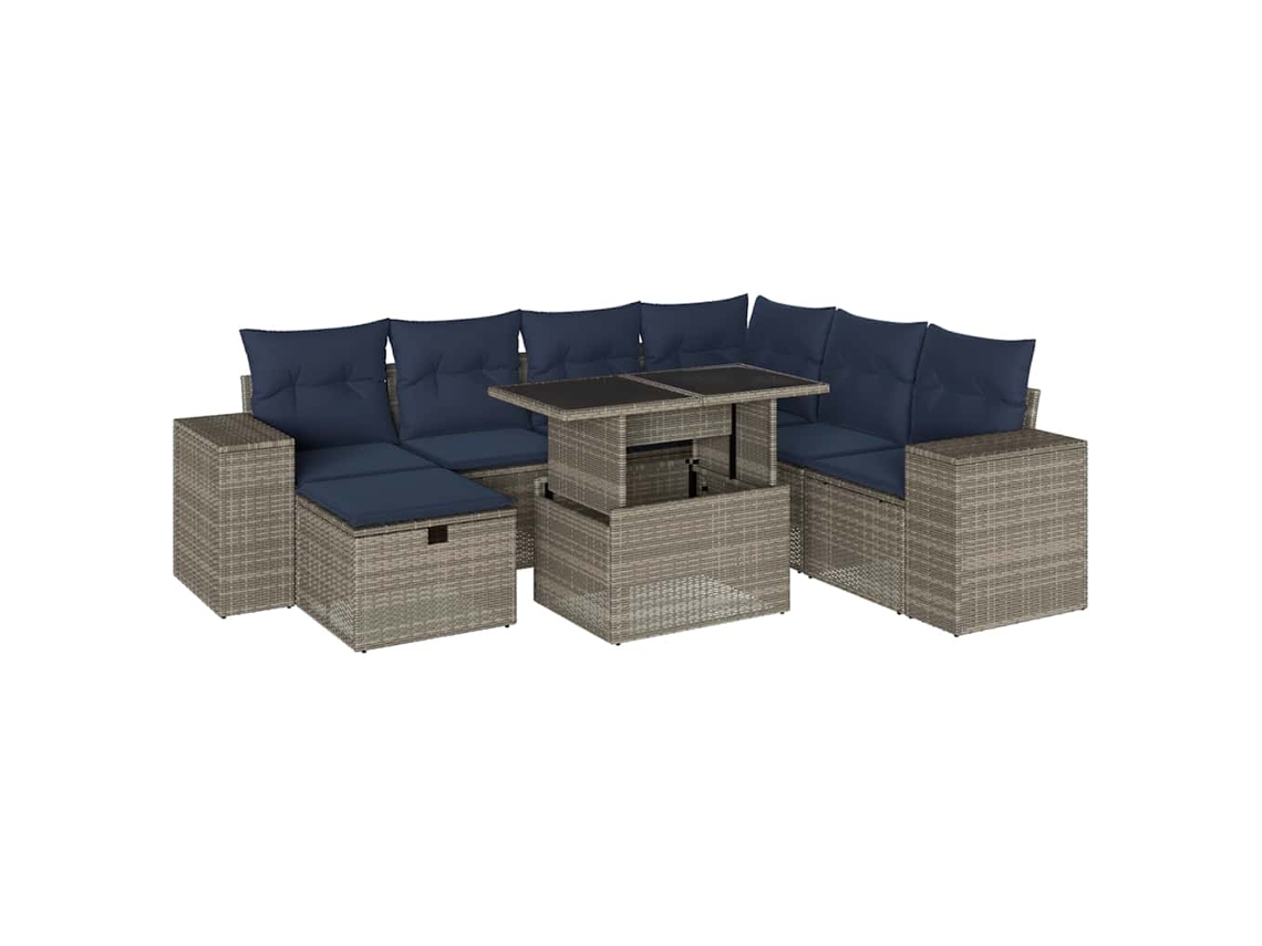 Conjunto de Sofá de Jardim, 8 Peças, Almofadas, Rattan Cinza MAISON EXCLUSIVE