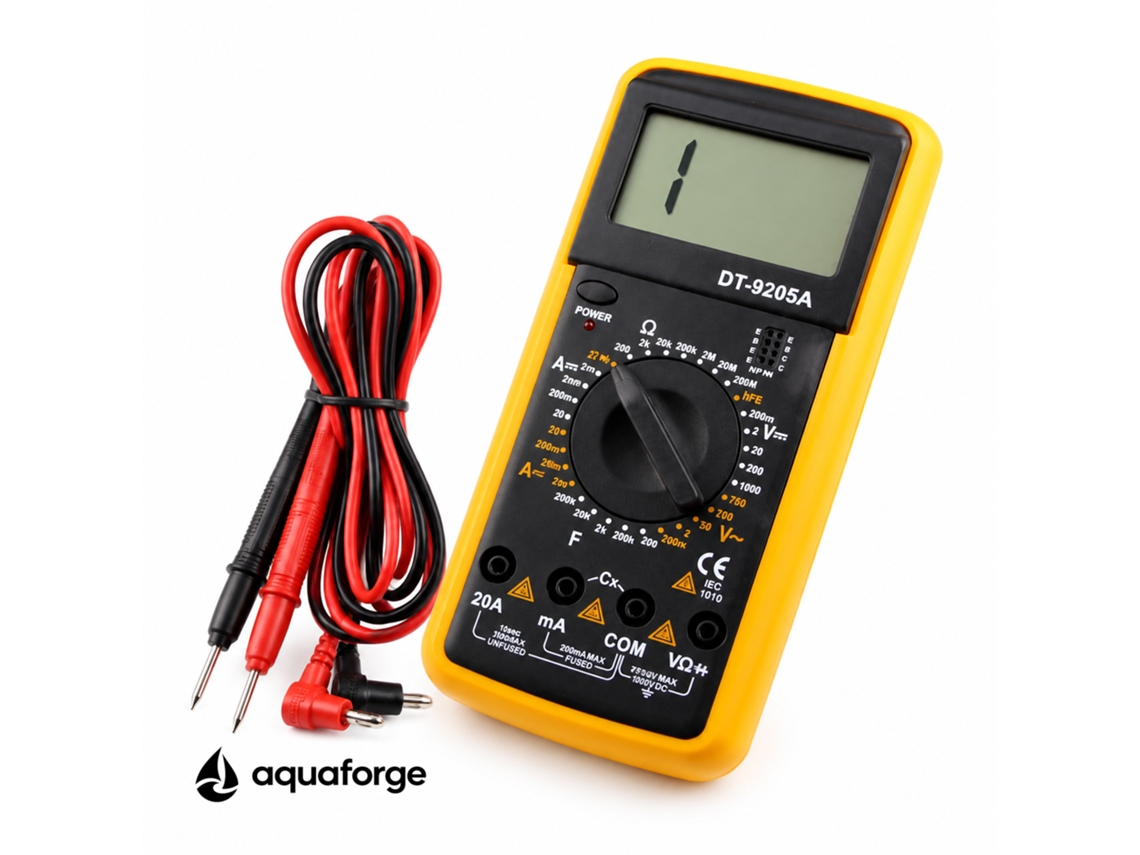 Multímetro Digital Aquaforge Dt-9205a, Escala Automática, Ecrã Lcd
