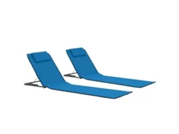 Vidaxl Colchões De Praia Dobráveis 2 Pcs Aço E Tecido Azul