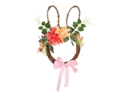 Laxiscreed Coroa De Rato Com Flores De Rattan, Laços E Borboletas Para Páscoa, 1 Peça