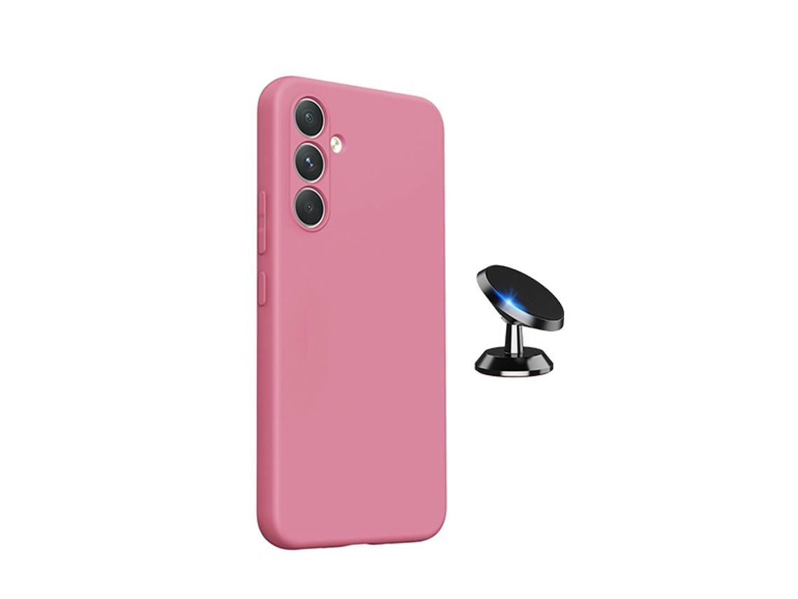 Kit Suporte Magnético Capa Silicone Líquido Phonecare Para Samsung Galaxy A27 - Rosa