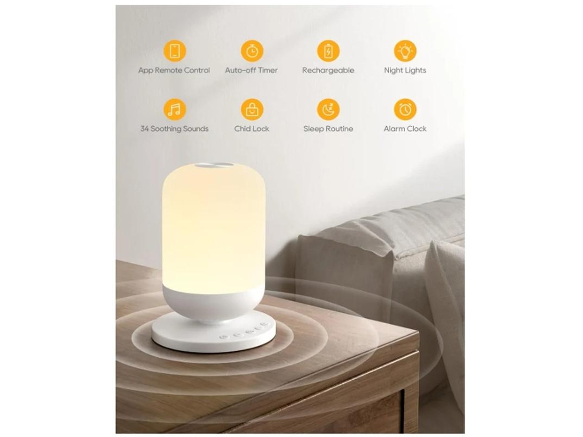 Máquina De Som Para Bebé Com 34 Sons Calmantes Máquina De Ruído Branco E Luz Noturna Instrutor De Sono Com Aplicação Comando À Distância Yizhood