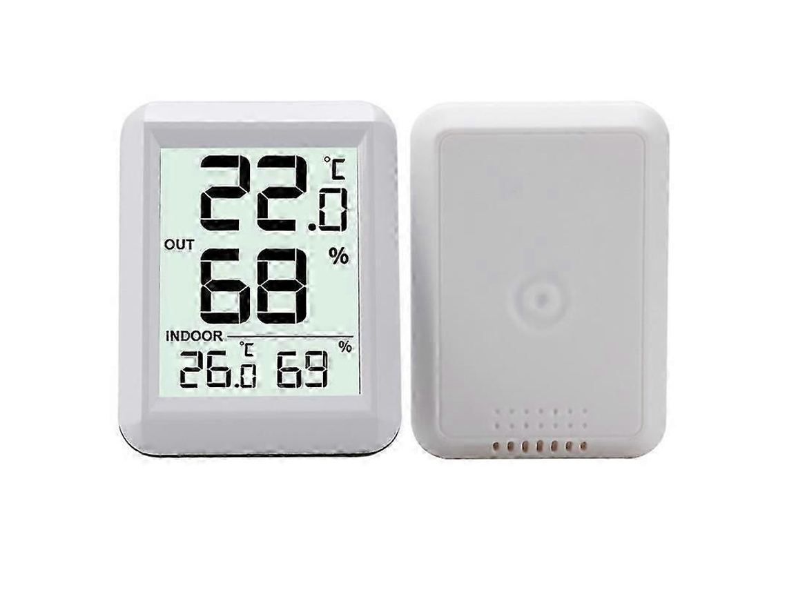 Termômetro Para Ambientes Internos E Externos, Termômetro Conectado Com Sensor Externo Sem Fio, Termômetro E Higrômetro Digital Com Visor Lcd Gra