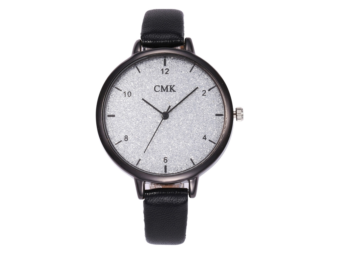 Relógio Feminino Cmk de Quartzo com Pulseira de Couro Pu Estilo Fashion Preto