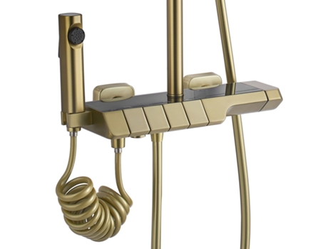 Conjunto De Chuveiro Rea Rob Thermostat Brush Gold