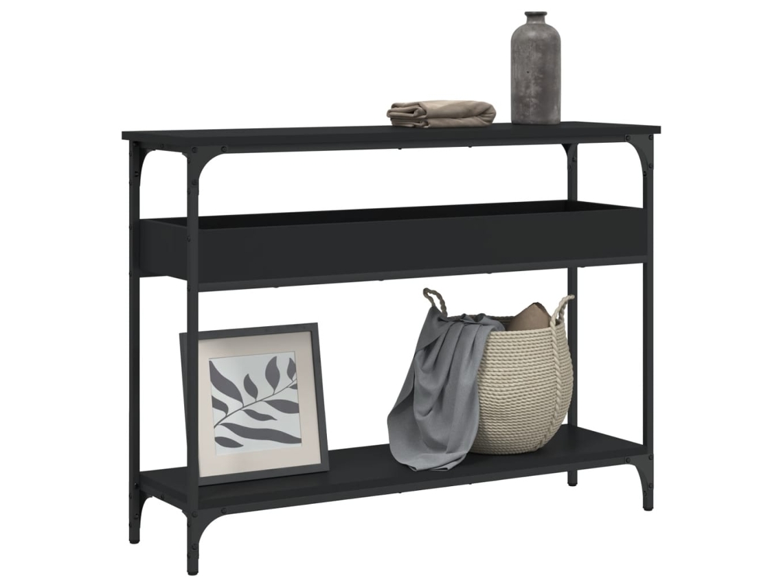 Vidaxl Mesa Consola C/ Prateleira 100x29x75 Cm Derivados Madeira Preto