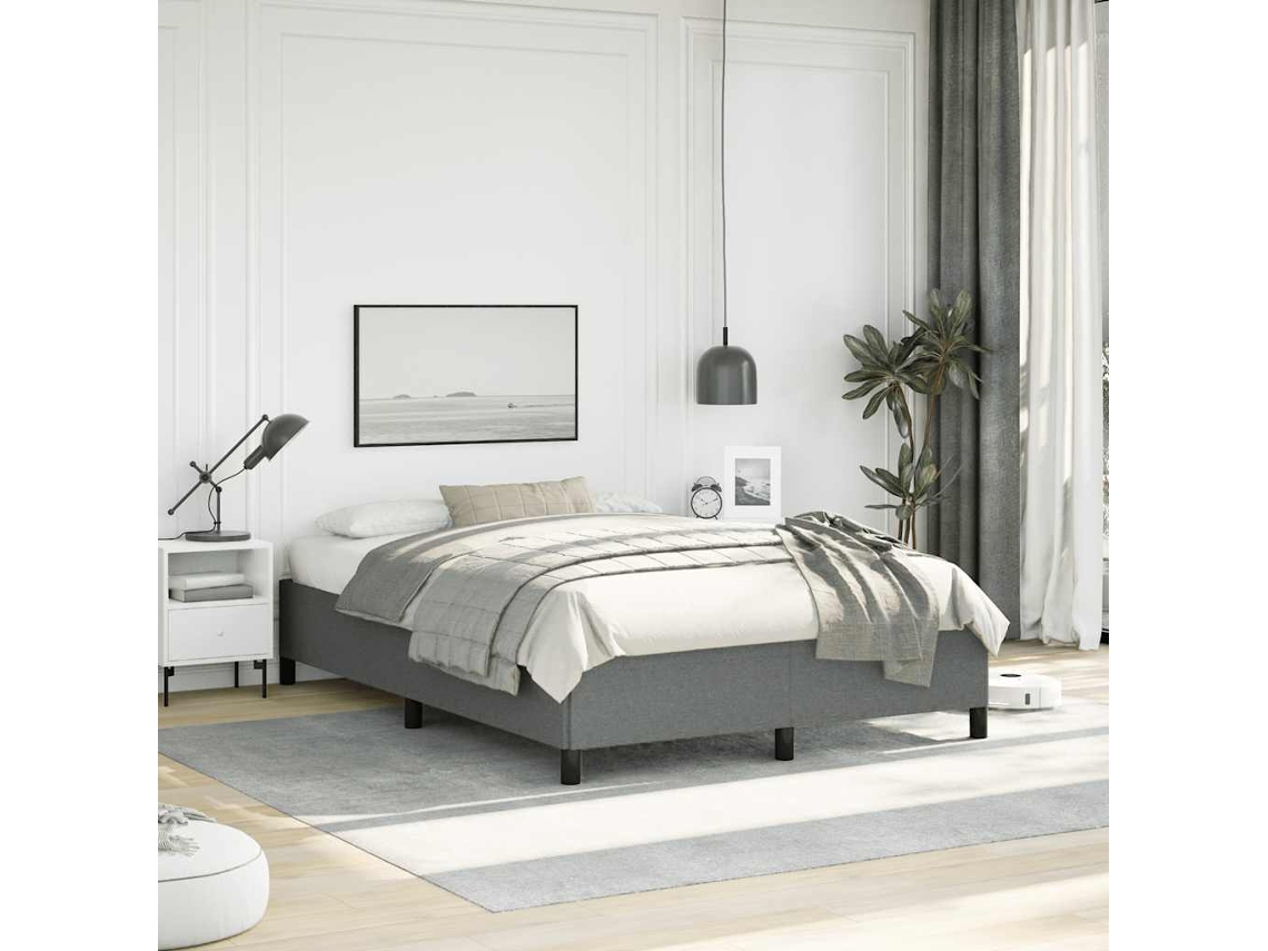 Vidaxl Estrutura de Cama Sem Colchão, Cinza Escuro, 137x190 Cm, Tecido
