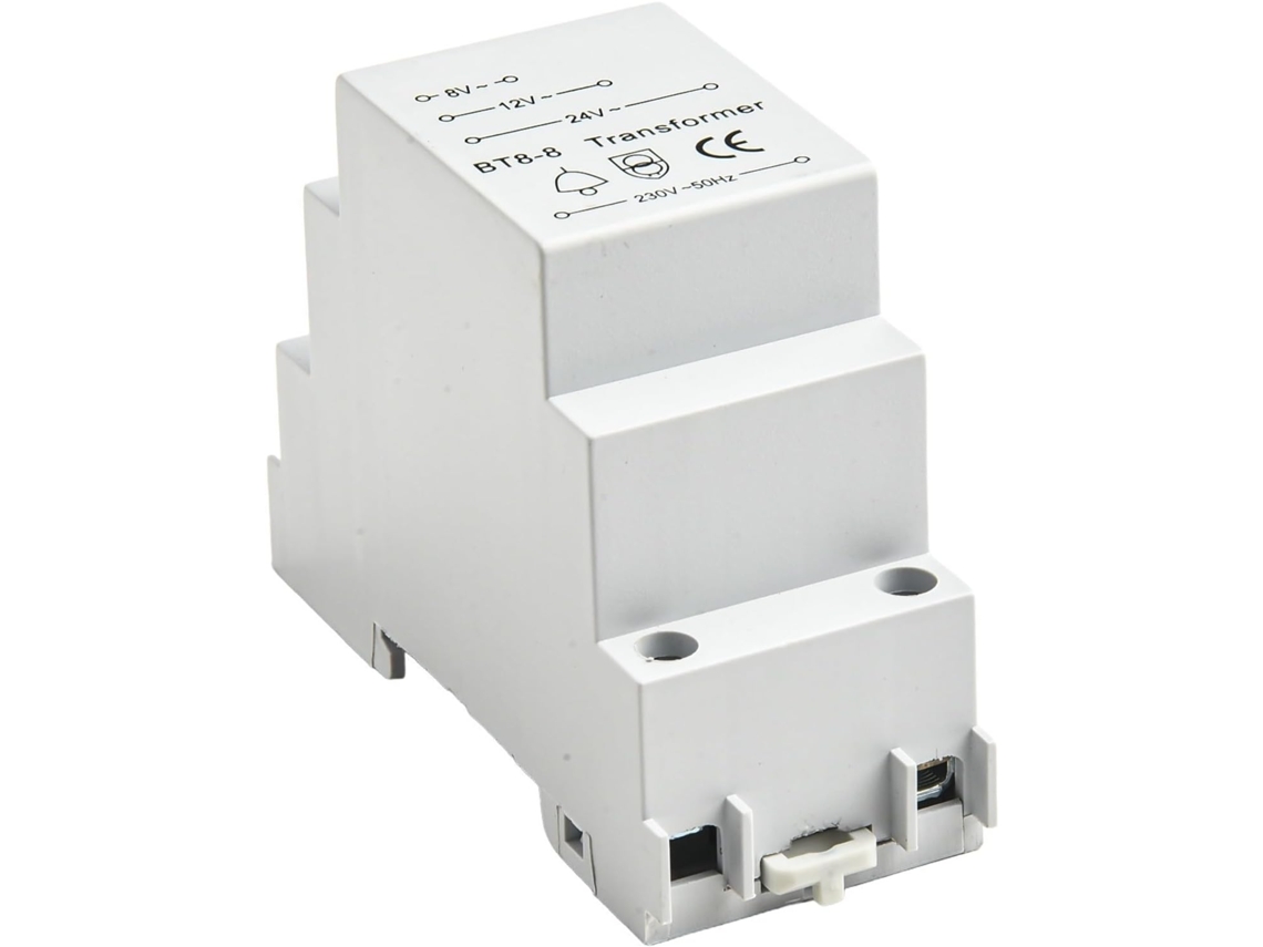 Transformador Campainha BT88 Compacto, projetado para perfeita integração em caixas de junção elétrica residenciais.