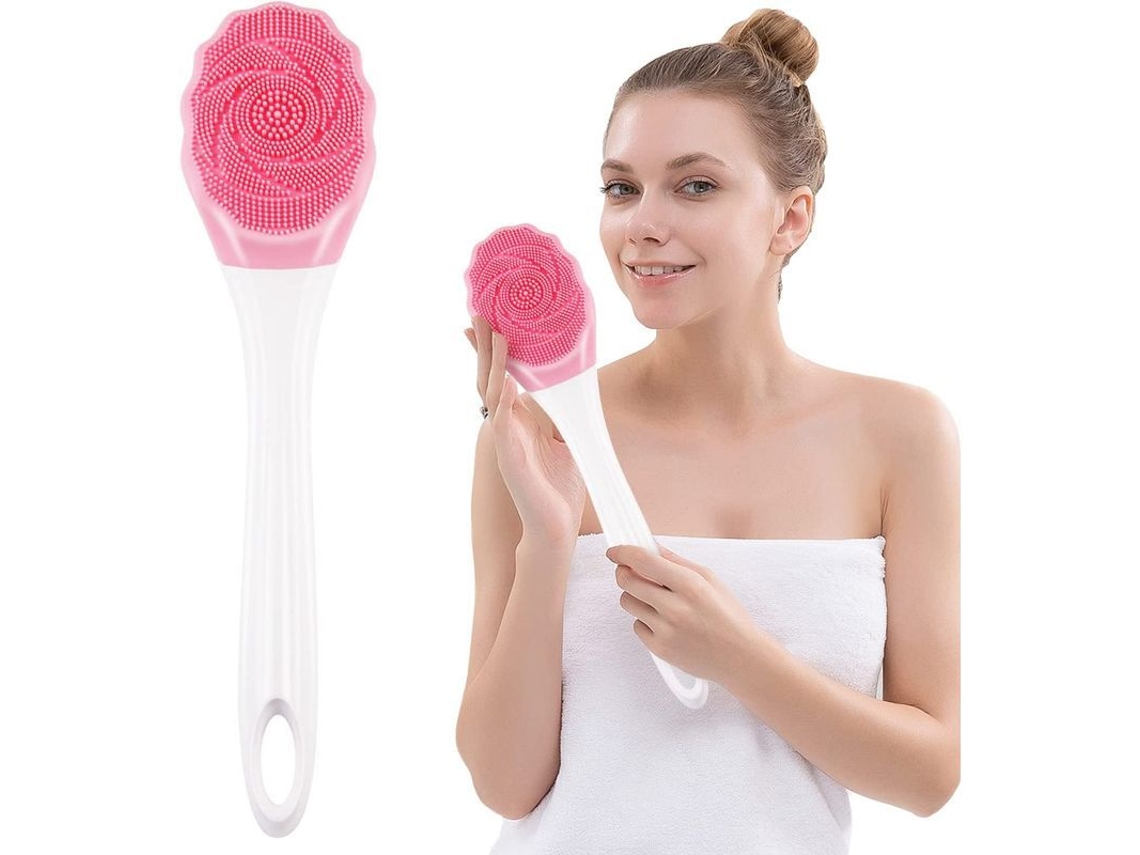 Escova de Banho Elétrica À Prova D'água, Recarregável Usb, Silicone com Cabo Longo, Exfoliante Corporal (rosa)