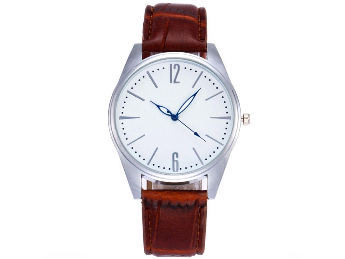 Reloj De Pareja De Cuero Pu Con Cuarzo Y Dial Redondo Zhoulianfa (café)
