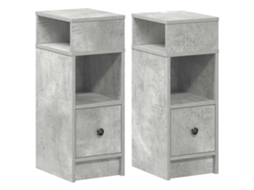 Conjunto de 2 Mesas de Cabeceira com Gaveta Cinzento Cimento MAISON EXCLUSIVE (25x31x66 cm)