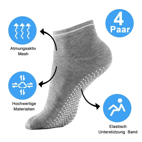 Conjunto de 4 Meias de Ioga Unissex Antiderrapantes com Aderência AQUAFORGE