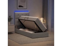 Vidaxl Cama De Armazenamento Led Com Colchão Cinzento-claro