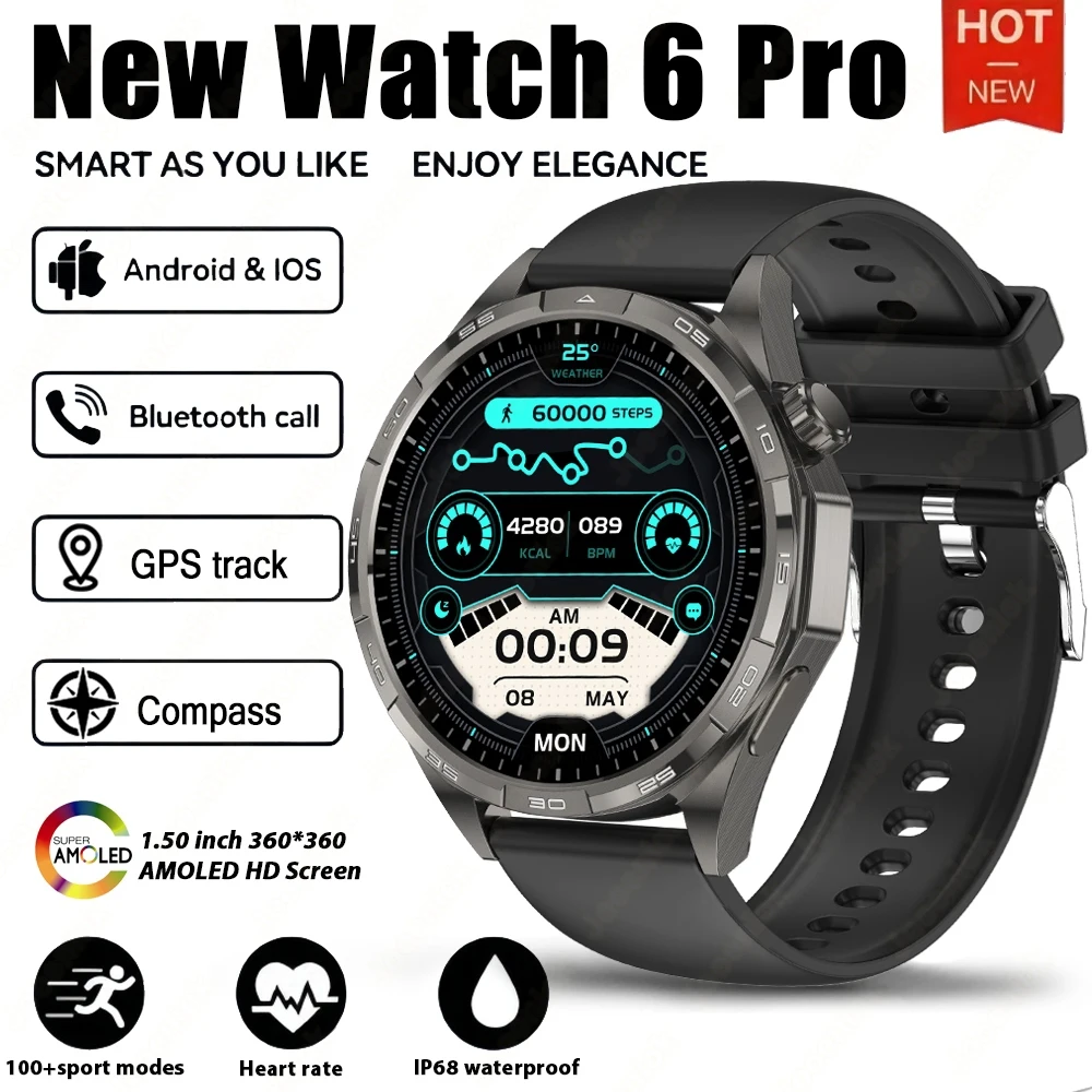 (preto) Smartwatch Com Rastreamento Gps, Monitoramento De Frequência Cardíaca, Chamadas Bluetooth E Nfc.