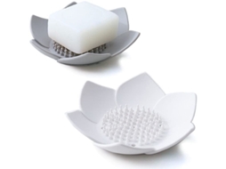 2026-portavasos De Jabón Con Drenaje, Porta Jabón De Baño Para Ducha (2 Pack, Blanco + Gris)