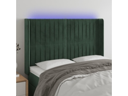 Cabeceira De Cama C/ Led Veludo 147x16x118/128 Cm Verde Escuro Lovely Home