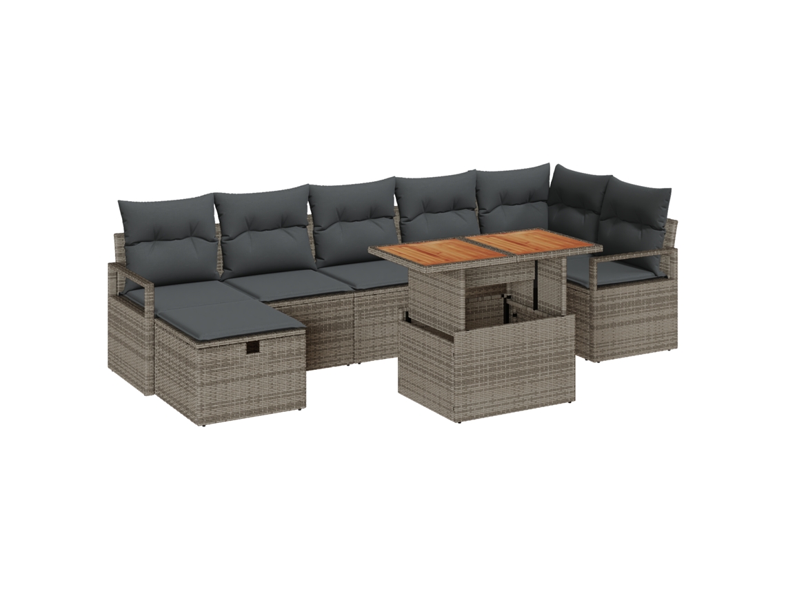 Conjunto 8 Conjunto De Sofá De Jardim Vidaxl Cinzento Vime Pe (55 X 55 X 37 Cm)