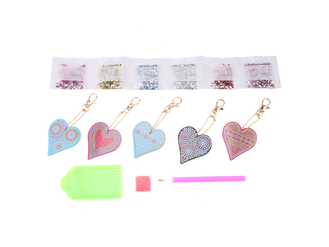 Chaveiro de Diamante em Resina Coração Diy Decoração