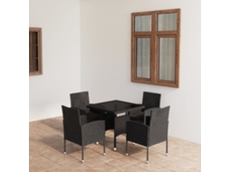 Vidaxl 5 Pcs Conjunto De Jantar Para Jardim Vime Pe Preto