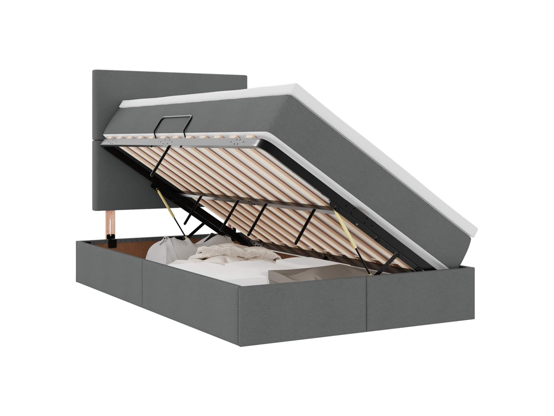 Cama com Arrumação e Led Cinza Escuro 120x190 cm Poliéster MAISON EXCLUSIVE