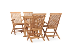 Conjunto 5 Peças Jantar Dobrável P/ Exterior Madeira Teca Solid Dkd Home Decor