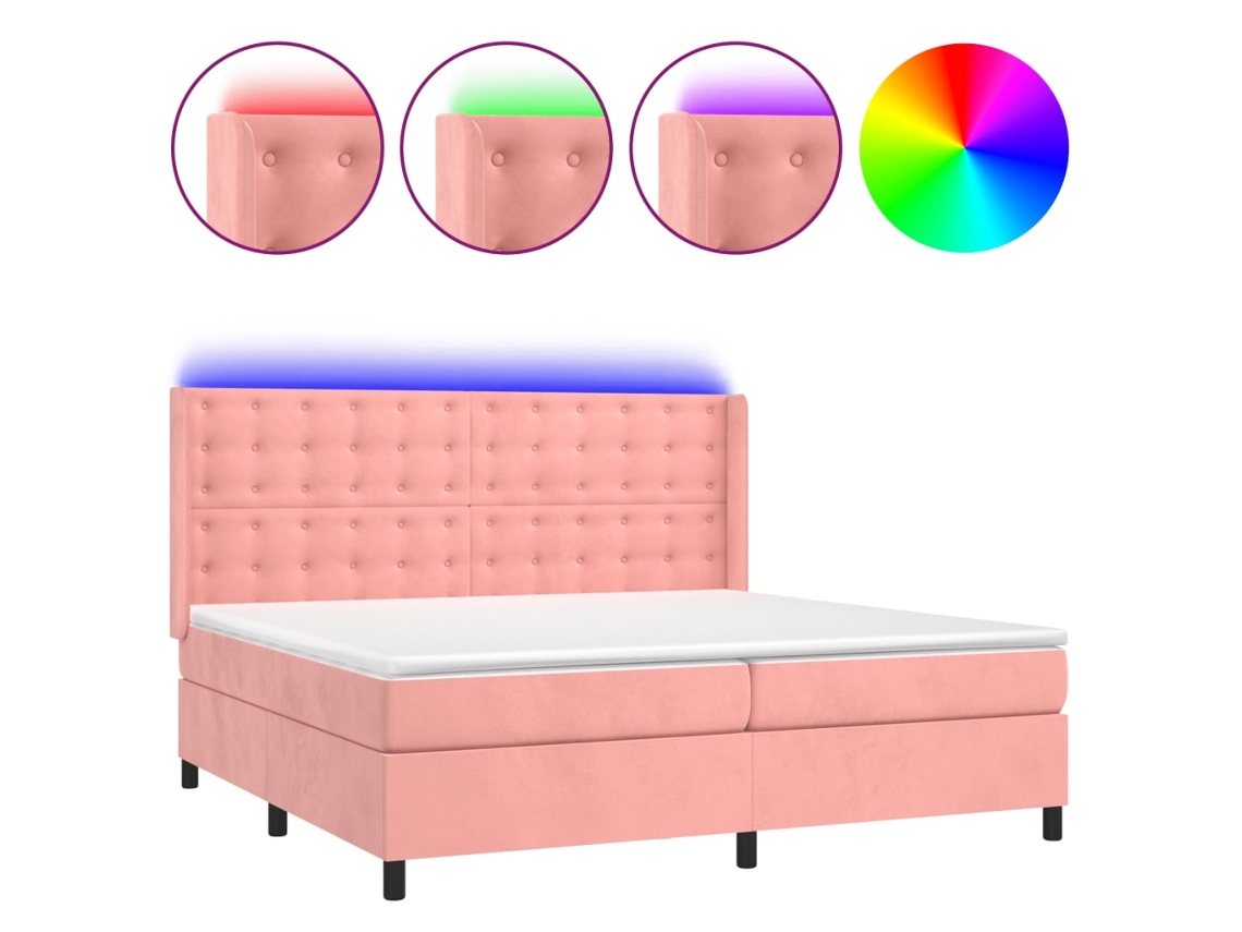 Box Spring Bed, Box Spring Beds Vidaxl Cor-de-rosa Veludo (200 X 200 Cm)