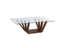 Mesa de Centro ALEXANDRA HOUSE LIVING, madeira de mangueira, pedra bege, 120x70x40cm