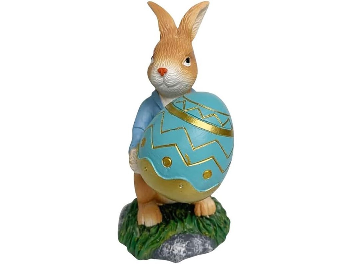 Estátua De Conejo De Pascua Figura De Resina Para Jardín Con Huevo Ornamental Interior Exterior