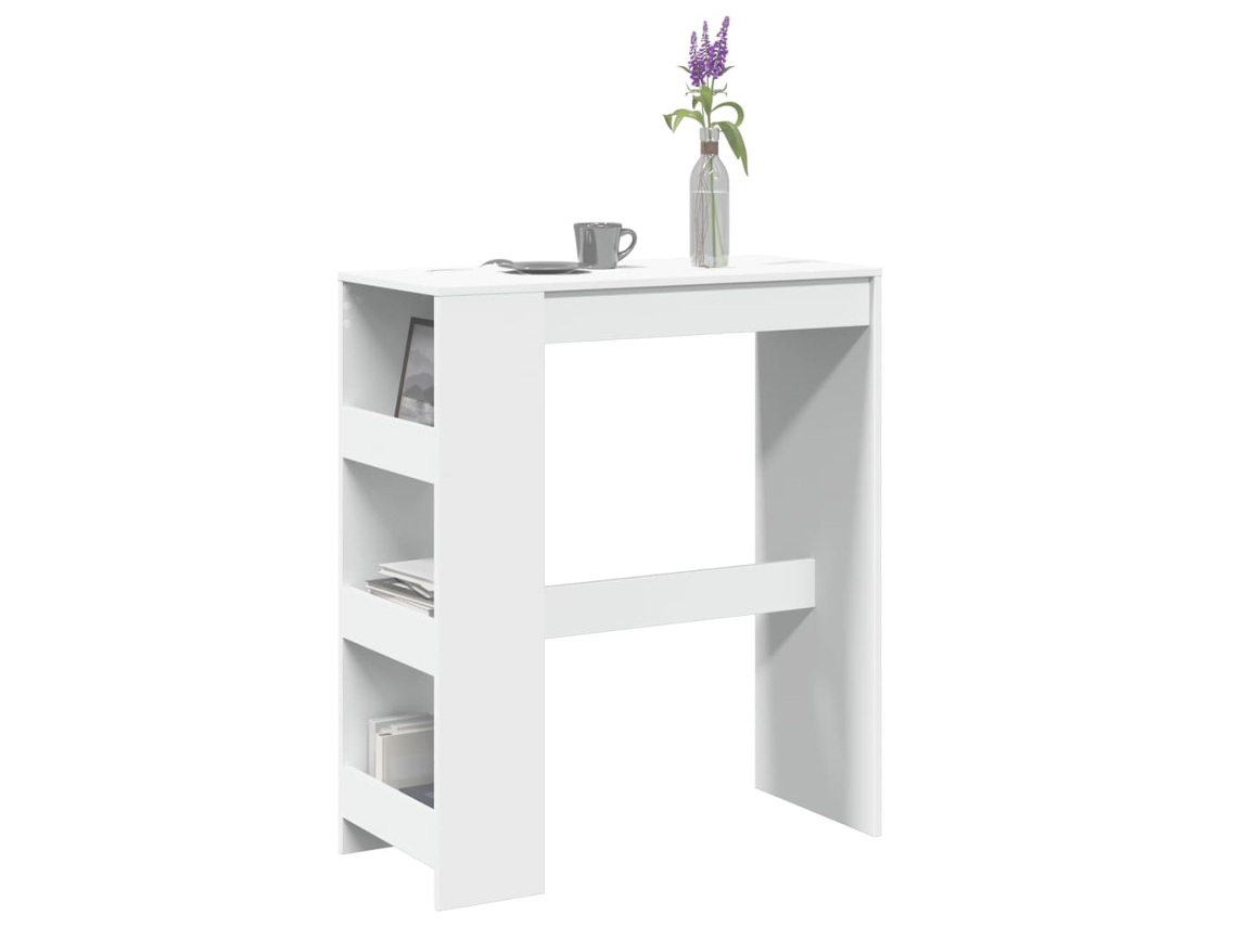 Vidaxl Mesa De Bar Com Prateleiras Derivados De Madeira Branco